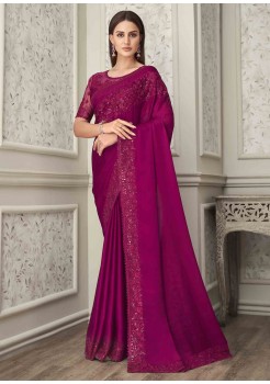 Magenta Silk Designer Saree